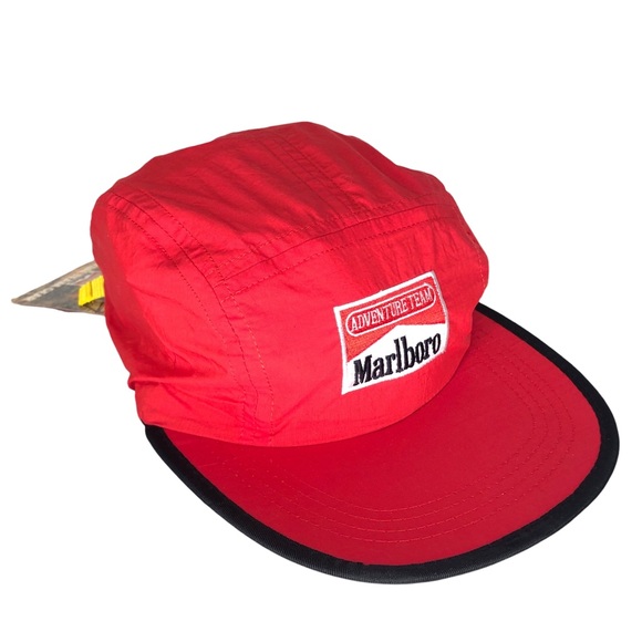 VINTAGE 90s NOS Deadstock Marlboro Adventure Team 5 Panel Strapback Hat Cap - Picture 1 of 10